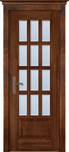 Дверь массив ольхи Лондон 1 античный орех стекло