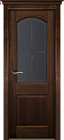 Дверь массив сосны Осло-2 античный орех стекло