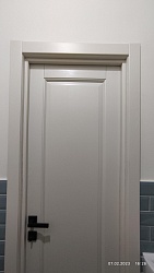 Двери из ольхи Витраж белая эмаль глухая