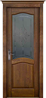 Дверь массив ольхи Лео античный орех стекло