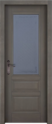 Дверь массив ольхи Аристократ №2 грис стекло