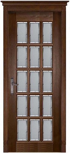 Дверь дуб Double Solid Wood Лондон-2 античный орех стекло