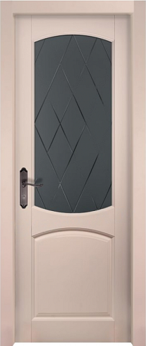 Дверь массив ольхи Барроу эмаль крем стекло