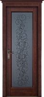 Дверь массив ольхи Витраж махагон остекленная