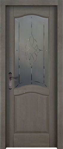 Дверь массив ольхи Лео грис стекло