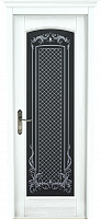 Дверь массив сосны Витраж белая эмаль остекленная
