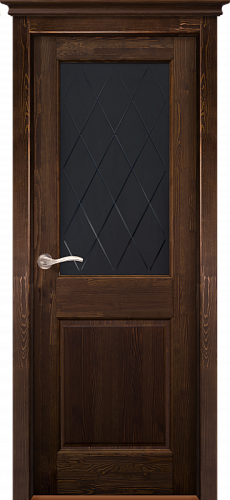 Дверь массив сосны Нарвик античный орех стекло