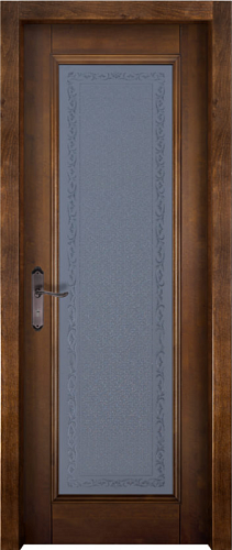 Дверь массив ольхи Аристократ №5 античный орех стекло