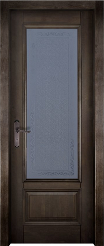 Дверь массив ольхи Аристократ №4 эйвори блек стекло