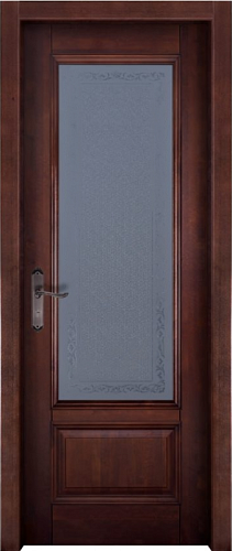 Дверь массив ольхи Аристократ №4 махагон стекло