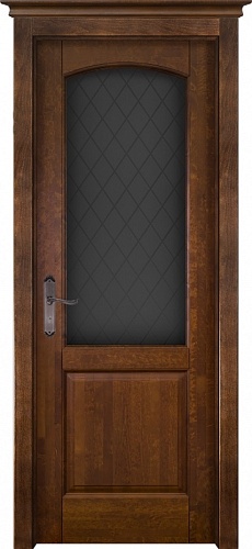 Дверь массив ольхи Фоборг античный орех стекло