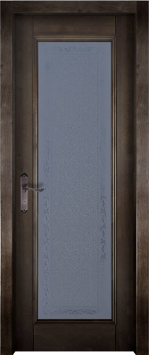 Дверь массив ольхи Аристократ №5 эйвори блек стекло