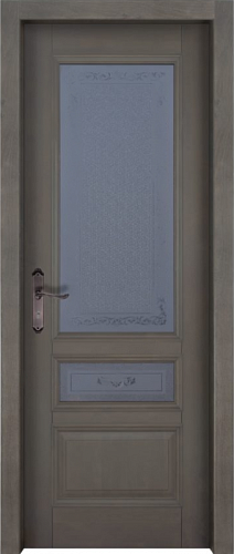 Дверь массив ольхи Аристократ №3 грис стекло
