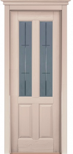 Дверь массив сосны Ретро эмаль крем стекло