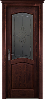 Дверь массив сосны Лео махагон стекло