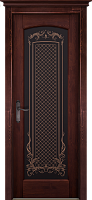 Дверь массив сосны Витраж махагон остекленная