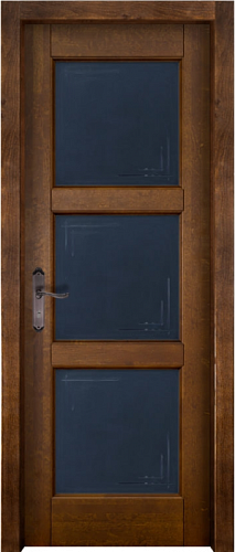 Дверь массив ольхи Турин античный орех стекло