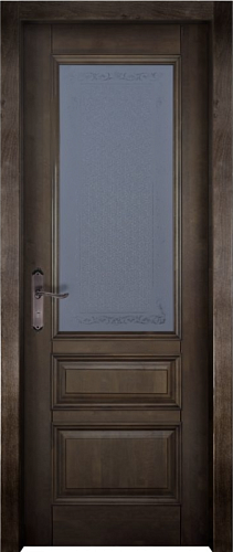 Дверь массив ольхи Аристократ №2 эйвори блек стекло