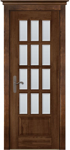 Дверь дуб Double Solid Wood Лондон античный орех стекло