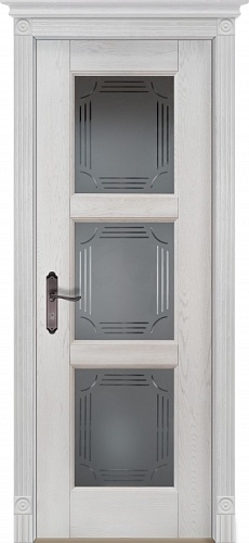Дверь дуб Double Solid Wood Турин белая эмаль стекло