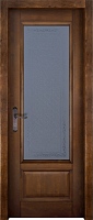 Дверь массив ольхи Аристократ №4 античный орех стекло