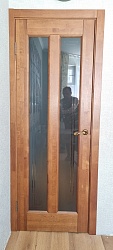 Дверь массив ольхи тонировка мёд Сорренто со стеклом