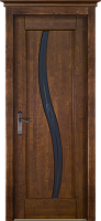 Дверь массив ольхи Соло античный орех остекленная