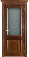 Дверь дуб Double Solid Wood Афина античный орех стекло
