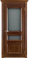 Дверь дуб Double Solid Wood Афродита античный орех стекло
