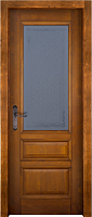 Дверь массив ольхи Аристократ №2 мёд стекло
