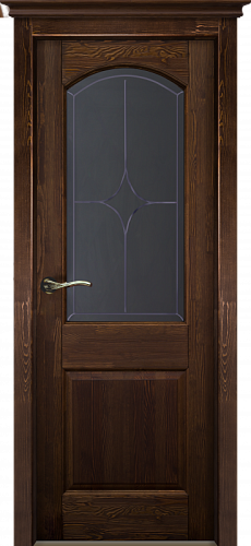 Дверь массив сосны Осло-2 античный орех стекло