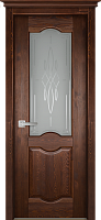 Дверь массив сосны Ферара античный орех остекленная