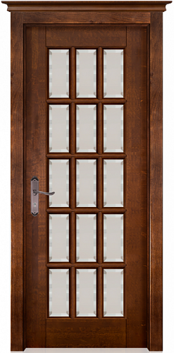 Дверь массив ольхи Лондон 2 античный орех стекло