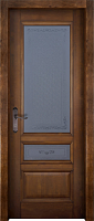 Дверь массив ольхи Аристократ №3 античный орех стекло