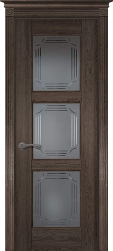 Дверь дуб Double Solid Wood Турин эйвори блек стекло