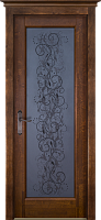 Дверь массив ольхи Витраж античный орех остекленная