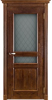 Дверь массив дуба Виктория античный орех стекло