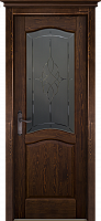Дверь массив сосны Лео античный орех стекло