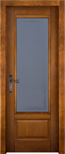 Дверь массив ольхи Аристократ №4 мёд стекло