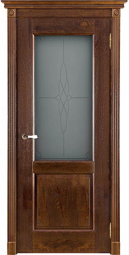 Дверь дуб Double Solid Wood Селена античный орех стекло