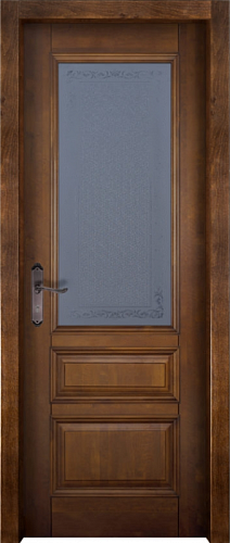 Дверь массив ольхи Аристократ №2 античный орех стекло