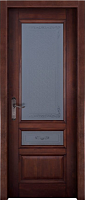 Дверь массив ольхи Аристократ №3 махагон стекло